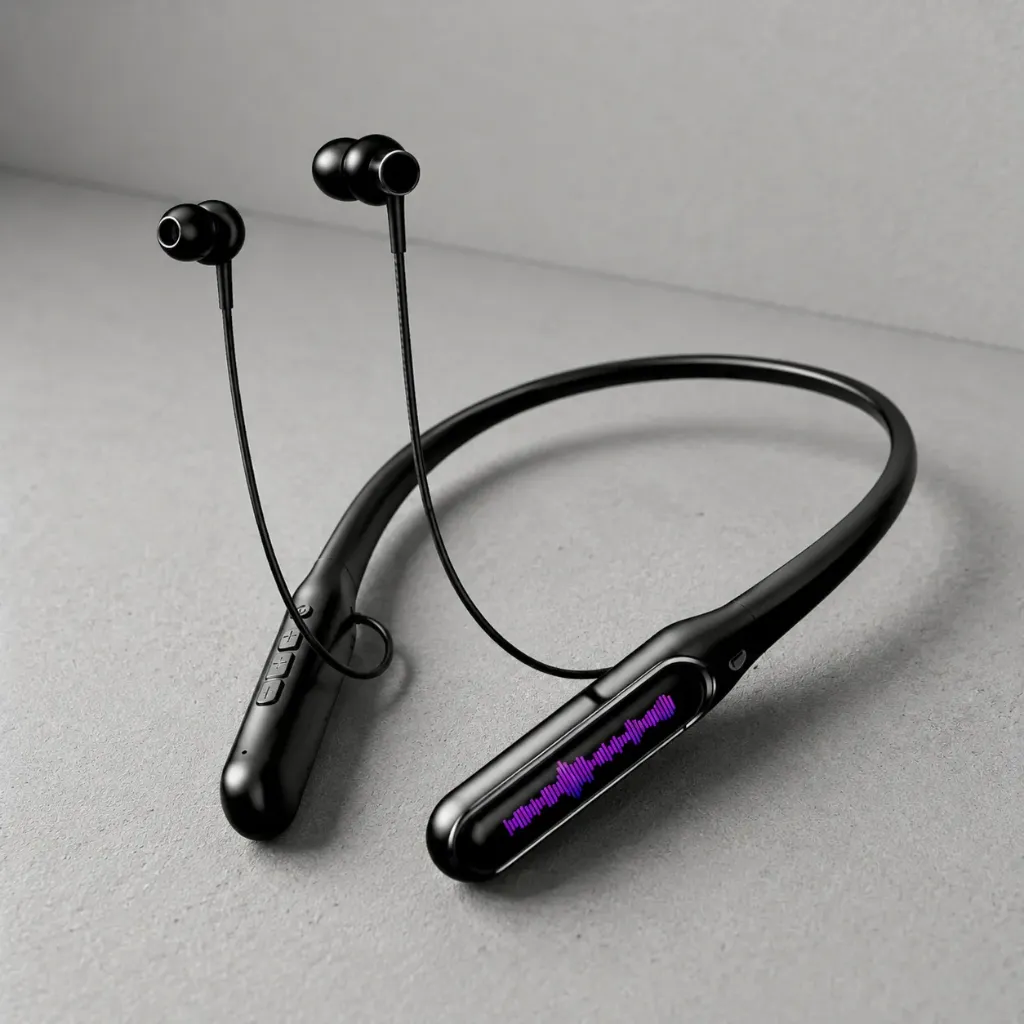 iFAST IF-135 Bluetooth 5.4 Wireless Neckband Earphone with Digital Display & Karaoke Singing (Black)