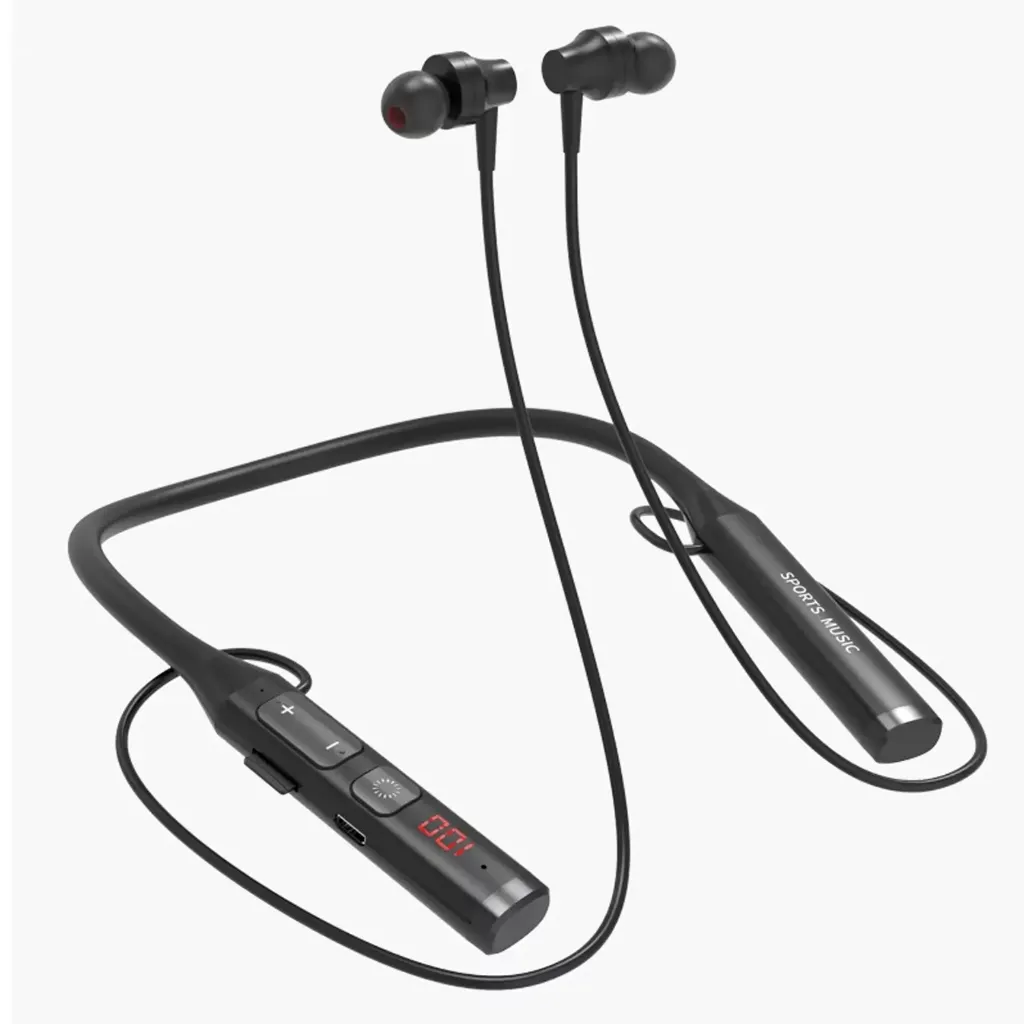 iFAST IF-145 Digital Display Wireless Neckband Earphone with FM Radio (Black)