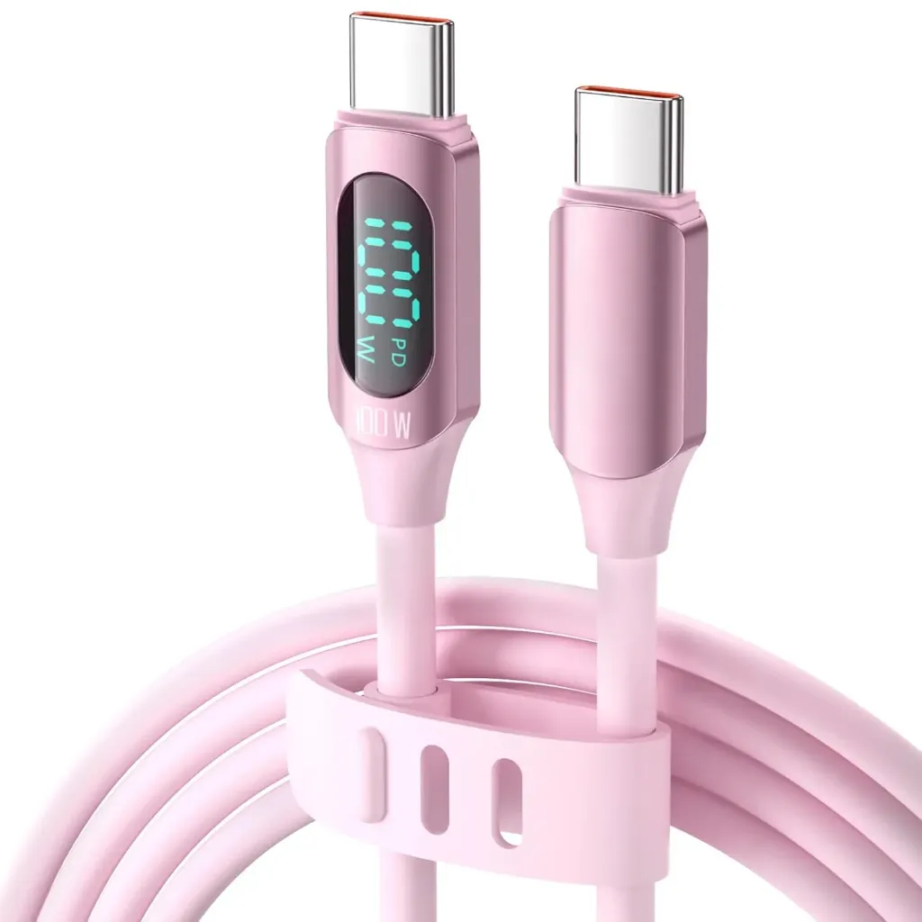 Digital Display Silicone Data Cables | 100W Type C to C (1M)